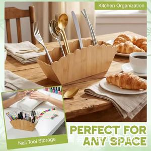 Bamboo <b>Pen</b> Holder Solid Wood Compartmentalized Storage <b>Box</b> For Stationery Home Office Use - Product Image 3