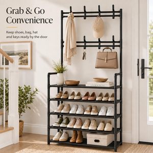 Porte-chaussures simple en métal, étagère à vêtements multi-niveaux suspendue pour la maison, la cuisine, la salle de bain et le garage - Product Image 5