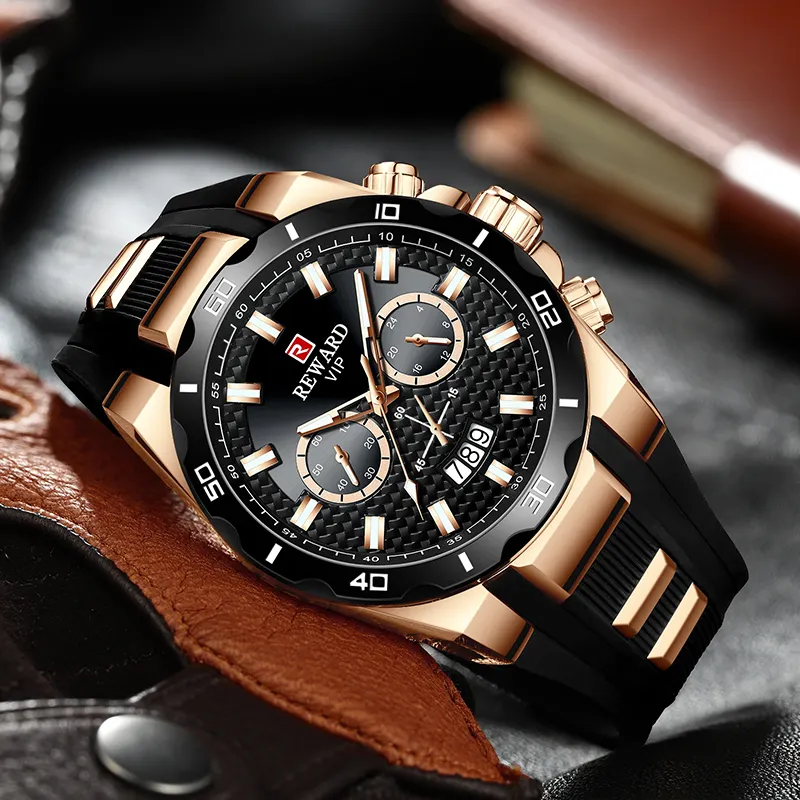 Высококачественные модные брендовые мужские спортивные кварцевые часы с хронографом, оптовая продажа от производителя, Роскошные наручные часы из розового золота 3atm