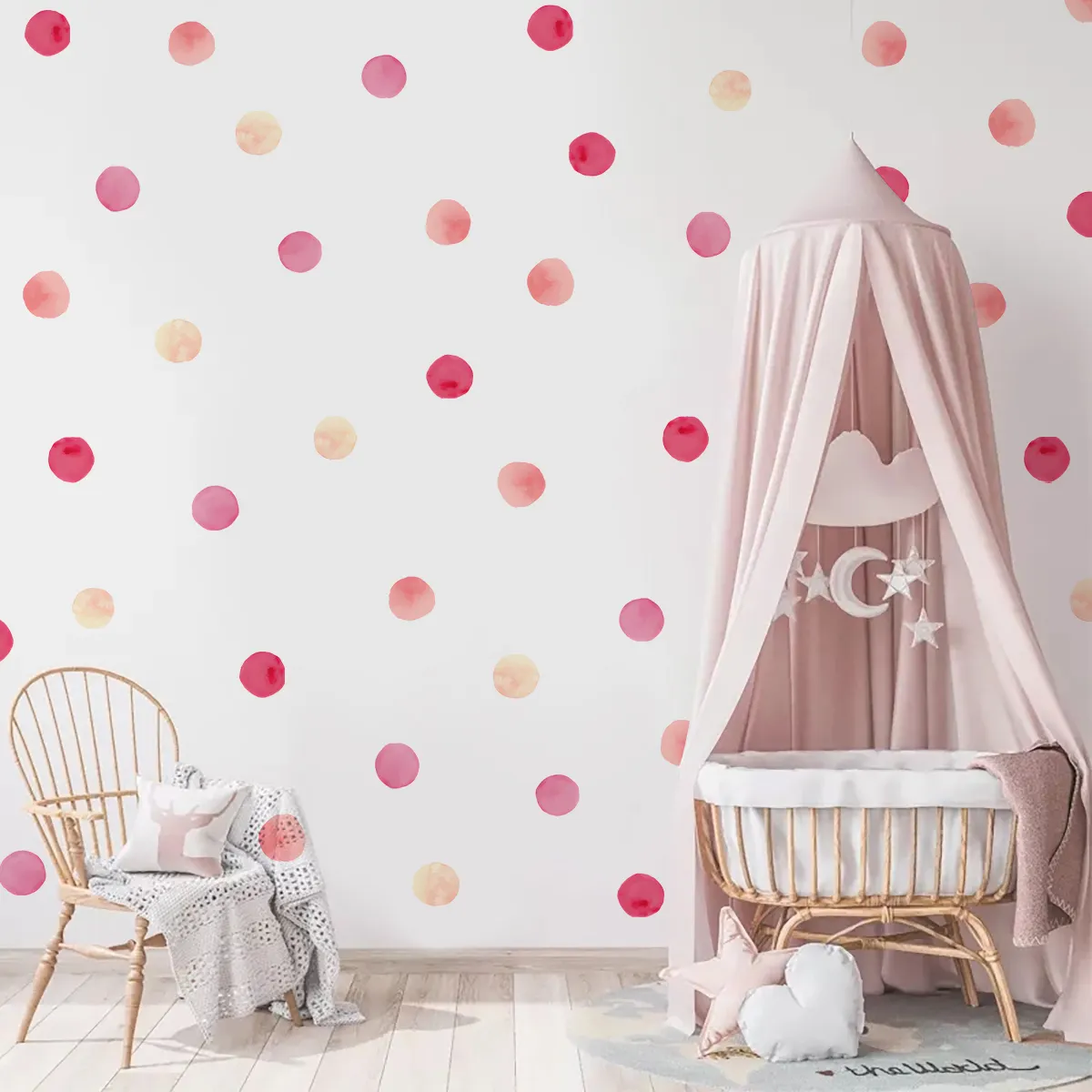 Pembe prenses polka dot duvar çıkartmaları çocuk yatak odası oturma odası dekorasyon duvar kağıdı kendinden yapışkanlı etiket DIY