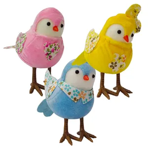 China Fabriek Leverancier Lente Raam Decoraties Microfiber Handgemaakte Lente Vogels 3d Figuren Robin Vogel Ornament