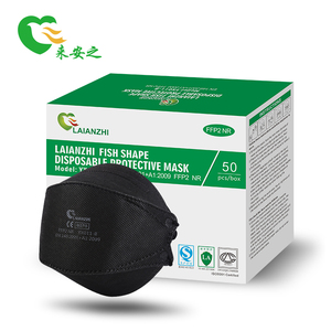 Masque FFP2 <span class=keywords><strong>noir</strong></span> en forme de poisson à 4 couches, conforme EN149, avec attaches auriculaires, prix usine d'origine - Product Image 5