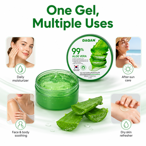 DAQAN Gel de <span class=keywords><strong>Aloe</strong></span> <span class=keywords><strong>Vera</strong></span> 99% 300 mL, Hidratante Ligero No Grasoso para Rostro y Cuerpo, para Después del Sol y Cuidado de la Piel Seca - Product Image 1