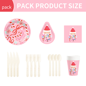 DAMAI New Disposable the Factory Sells Christmas Hats and Christmas Bows in pink Special-shaped Paper Plates - Product Image 6