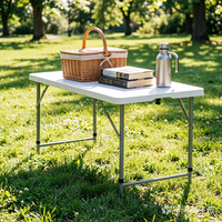 Table d'extérieur pliable en plastique de 1.5m table rectangulaire pour restauration banquet pique-nique table d'extérieur pliante en plastique