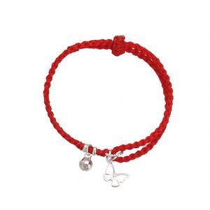 <b>Red</b> Rope Butterfly Charm Pendant Couple <b>Bracelet</b> Creative Bell Charm Bff <b>Bracelet</b> Set Braided Adjustable <b>Bracelet</b> for Sister - Product Image 5
