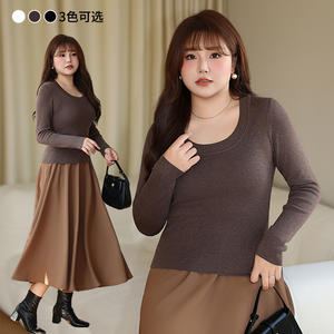 Suéter de Punto con Cuello Redondo para Mujer HAPPYHUT, Manga Larga, Grosor Medio, Antipilling, Talla Grande, para Otoño e Invierno - Product Image 3