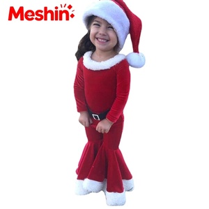 Meshin - Conjunto de Disfraces de Navidad y Año Nuevo para Niños, Camiseta de Forro Polar + Pantalones + Gorros con Estampado de Papá Noel para Bebés, Niños y Niñas - Product Image 1