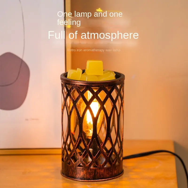 Lámpara moderna con base de metal, decoración bonita, calentador de velas de cera, lámpara eléctrica de aceite aromático de Metal esencial