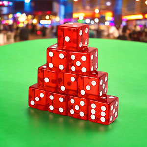 Los Más Vendidos, Dados Cuadrados Grandes de Acrílico Rojo Transparente de 19 mm con Puntos Blancos para Juegos de Mesa - Product Image 3