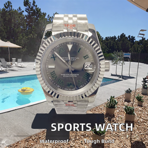 Reloj Deportivo de Lujo para Hombre, Diseño Romano Verde, Multifunción, Acero Inoxidable, Resistente al Agua, 40mm, Calendario, Nuevo - Product Image 3