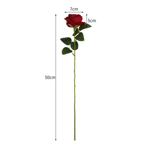 Roses rouges en soie artificielle fleurs Roses réalistes <span class=keywords><strong>fleur</strong></span> unique fausse <span class=keywords><strong>fleur</strong></span> longue tige Bouquets pour Noël maison fête de mariage - Product Image 4