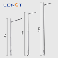 Mât de lampadaire pliable à manivelle de type conique LONGT pour extérieur, finition galvanisée à chaud, garantie 10 ans, résistance au vent 130 m/s