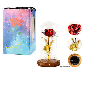 ของขวัญวาเลนไทน์ทรงโดมแก้วดอกกุหลาบประดิษฐ์ขนาดเล็กของขวัญสไตล์ธรรมชาติสัตว์ร้ายตลอดไปดอกกุหลาบที่เก็บรักษาไว้ - Product Image 3