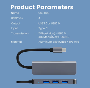 Custom <strong>4</strong> in 1 USB C <strong>Hub</strong> Dock Type C Dock Station Multi USB <strong>4</strong>-<strong>Port</strong> <strong>Hub</strong> Splitter OTG Data USB 3.0 <strong>Hub</strong> for Macbook Laptop - Product Image 4