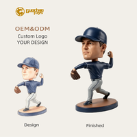 Figurine de joueur de baseball personnalisée OEM professionnelle, figurine de lanceur peinte à la main, tête oscillante, design 3D, statue en résine, trophée étoile sur mesure