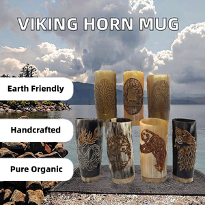 Cuerno Vikingo para Beber de Material Orgánico de Alta Calidad, Taza de Cerveza con Borde de Latón, Hecho a Mano, Ecológico, Regalo de Navidad, Modelo de Exportación Global - Product Image 2