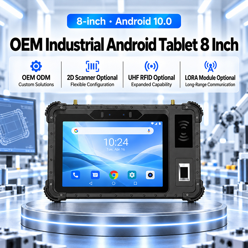 OEM Industrial Android <strong>Tablet</strong> 8 Inch 2D Scanner Optional UHF RFID Optional LORA Module Optional For IOT Data Collection