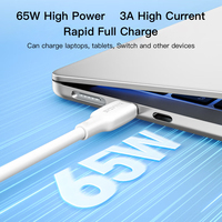 Cable USB Tipo-C SAMZHE de 1m, QC3.0 PD65W 3A, Cable de Carga Rápida y Transferencia de Datos con Marcador E para iPhone, Xiaomi, iPad, Laptop, Cargador de Auto