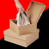 Boîte d'emballage pour chaussures en carton ondulé Kraft, à rabat, recyclable, avec logo personnalisé, pour chaussures, bottes et chaussettes pour hommes et femmes
