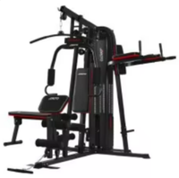 Machine de musculation professionnelle 3 stations avec pile de poids de 45 kg, équipement de musculation avec station dips et banc de redressements assis