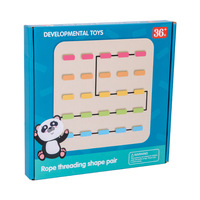 Montessori Digital Beading Roping Game Kids Wooden Threading Toy with Color Matching Board Educational Toys