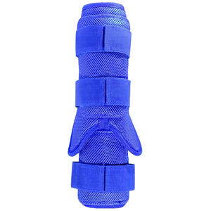 Protector de pierna de malla azul con cierre de gancho y bucle, protección ligera para deportes, para todas las estaciones, talla adulta - Product Image 2