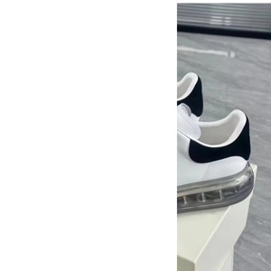 Luxury White <b>Leather</b> Black Heel Air Cushion <b>Sneakers</b>, Transparent Sole Height Increasing Casual Shoes - Product Image 3
