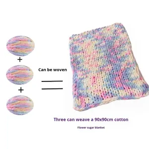 Islandés Extra grueso 100% poliéster costura y ganchillo hilo de fantasía teñido para cola de gato <span class=keywords><strong>salchicha</strong></span> manta tejida a mano - Product Image 2