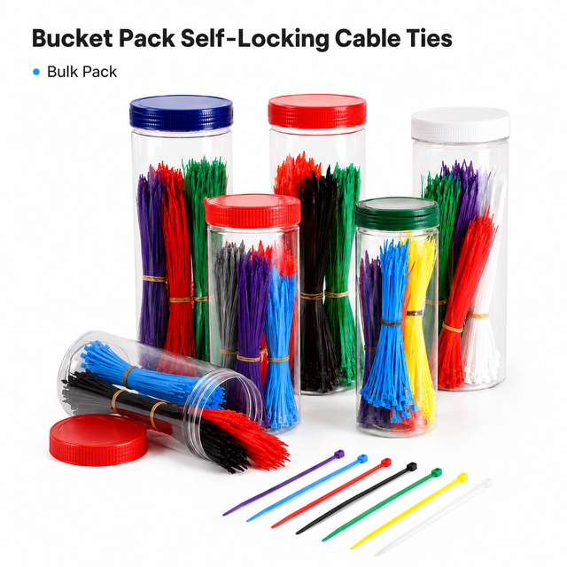 Customized PC Build Cable Management Kit in Clear Jar, Assorted Tech-Color Zip Ties for Gaming Setup and Workstation