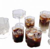 Bloemvormige glazen dessertbekers, kristallen ijsbekers, geribbelde geplooide parfaitglazen, vintage glazen drinkbekers, 170ml-250ml