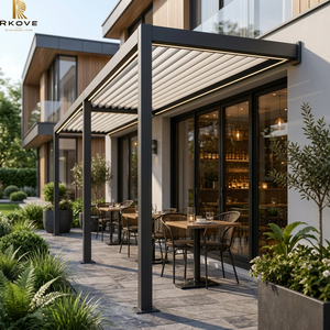 Pergola motorisée intelligente RKOVE en aluminium robuste 3x6m à fixation murale, design commercial étroit pour café, allée et terrasse - Product Image 1