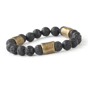 Pulsera elástica con cuentas de jaspe de ágata de 10mm bohemio Vintage, pulsera de joyería al por mayor, accesorios de latón para regalos de aniversarios - Product Image 5