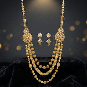 Último Diseño del Mercado: Conjunto de Collar Largo y Pendientes de Zirconia Chapados en Oro Antiguo para Mujer, Estilo Étnico para Bodas, Compromisos y Fiestas - Product Image 3