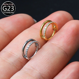Anneaux de <span class=keywords><strong>nez</strong></span> septum pour femmes en titane G23 <span class=keywords><strong>avec</strong></span> zircon, bijoux de piercing tendance, boucles d'oreilles créoles, piercings segmentés et labrets - Product Image 5