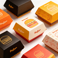 Boîte à hamburger en papier kraft anti-graisse, personnalisée, jetable, emballage à clapet pour la restauration rapide
