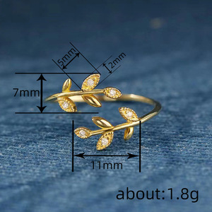 T0279 Anello a forma di pianta per donna con micro pavé di zirconi cubici, tono oro, gioiello alla moda, idea regalo - Product Image 5