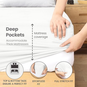 Juegos de sábanas de funda de almohada blanca limpia Simple, funda nórdica, Sábana plana ajustada, juego de cama 300tc, refrigeración transpirable para todas las estaciones para el hogar - Product Image 4