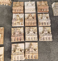 Décoration d'intérieur et d'hôtel de style Art déco, en marbre, avec motif de château ancien gravé sur pierre