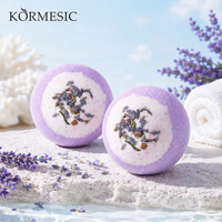 Bombe de bain parfumée à la lavande KORMESIC 50g – Vente en gros – Boule de sel de bain naturelle effervescente – Aromathérapie apaisante – Bombes de bain pétillantes pour spa