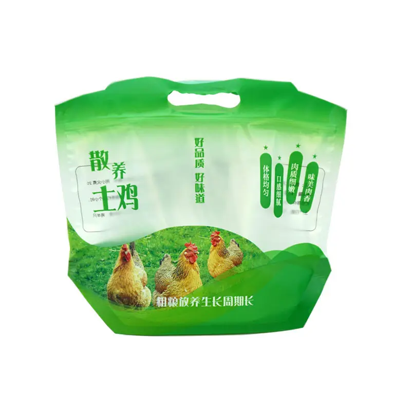Hot Fresh Chicken and Duck Stand up Pouch with Zipper Top Gravure Printed Frozen Meat Bag for Industrial Use Hand Food Carrying