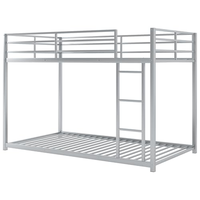 Lit superposé en acier noir renforcé et stable avec échelle sécurisée et barrières de protection, design convertible et peu encombrant pour chambre d'enfants et d'adolescents