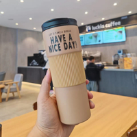 Mug Kopi Stainless Steel Dinding Ganda Botol Air Vakum Desain Kreatif Mug Minum Portabel Cangkir Terisolasi untuk Pelajar