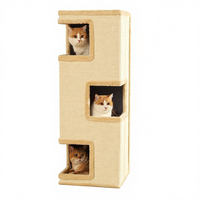 Structure d'escalade pour chat pour petits appartements - Lit pour chat peu encombrant, griffoir tout-en-un, poteau en sisal et panneau de particules pour intérieur