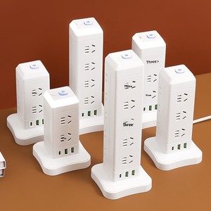 Cubo de Enchufes Vertical Multi-Puerto para Hogar y Oficina, con Cable de Extensión, Puertos USB y Luz Nocturna - Product Image 1