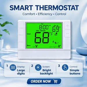 Pompe à chaleur 24V avec <span class=keywords><strong>chauffage</strong></span> <span class=keywords><strong>d</strong></span>'urgence sans alimentation auxiliaire, thermostat non programmable 2H/1C fonctionnant sur batterie - Product Image 1