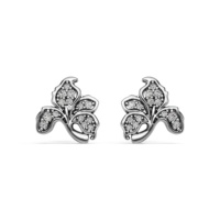 Anting-anting stud bunga moissanite perak sterling 925 untuk wanita, berlapis emas 18K, moissanite warna D, VVS1, berlian floral