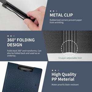 Portapapeles Plegable A4 A3, Carpeta de Archivos de Plástico con Tapa Giratoria de 360 Grados, Clip Doble de Perfil Bajo <span class=keywords><strong>para</strong></span> Suministros de Oficina y Escolares - Product Image 3