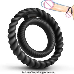 Anillo para Pene, Anillos para Ejercicios <span class=keywords><strong>de</strong></span> Pene para Hombres, Texturizado, Antideslizante, <span class=keywords><strong>de</strong></span> Silicona Negra Elástica, Regalo Interactivo para Parejas - Product Image 1