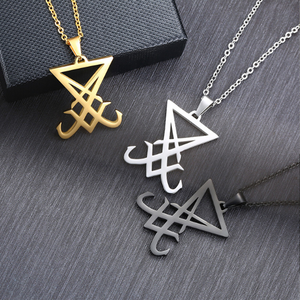 Bomei Bijoux En Gros Personnalisé <span class=keywords><strong>Satanique</strong></span> Bijoux En Acier Inoxydable Plaqué Noir Sceau De Lucifer Pendentif <span class=keywords><strong>Collier</strong></span> Pour Hommes - Product Image 5